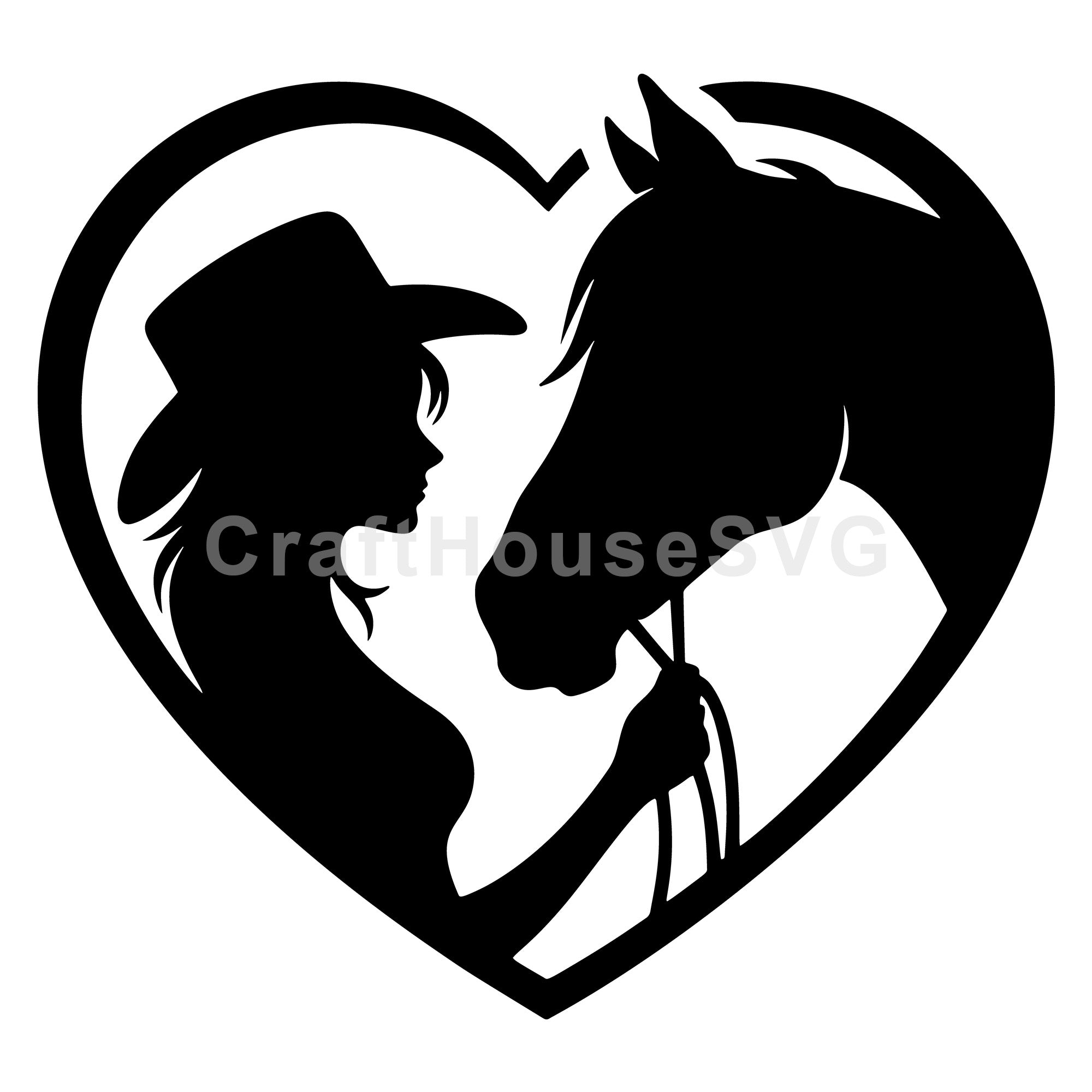 Cowgirl Horse Heart SVG