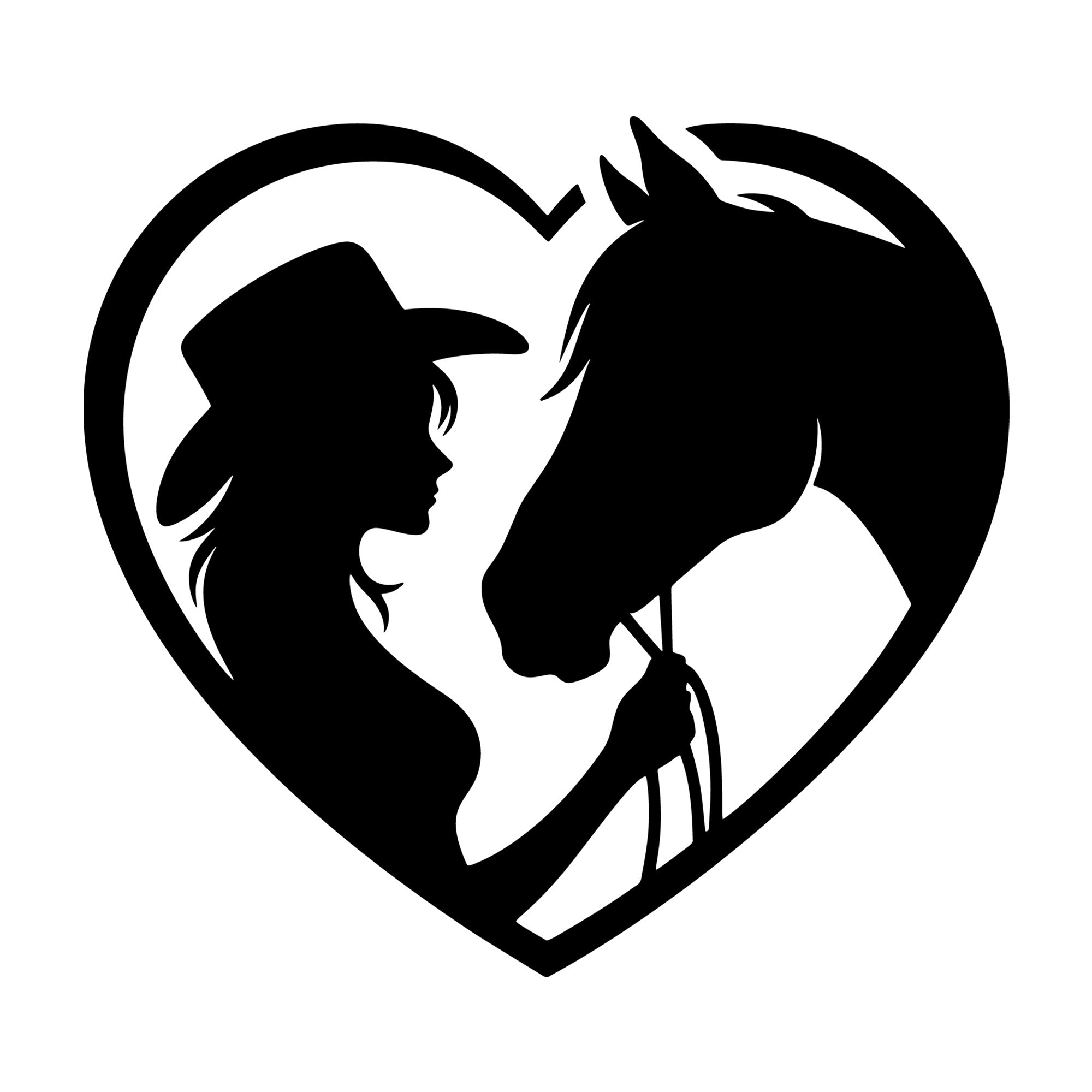 Cowgirl Horse Heart SVG design for Cricut, Silhouette, laser cutting, vinyl, sublimation, and craft projects.