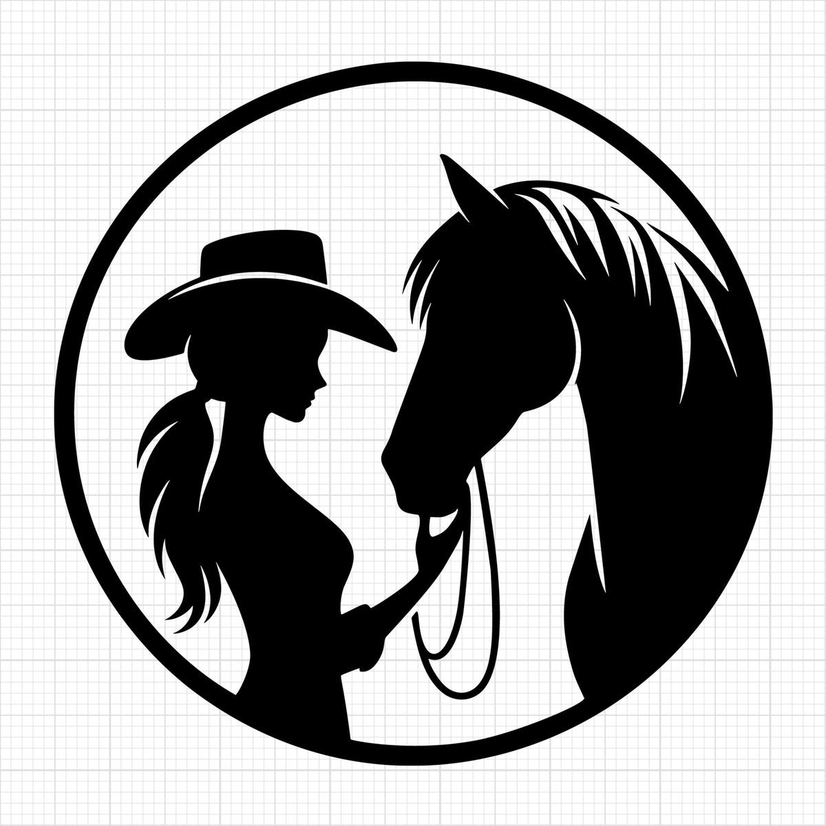 Cowgirl and Her Horse Round