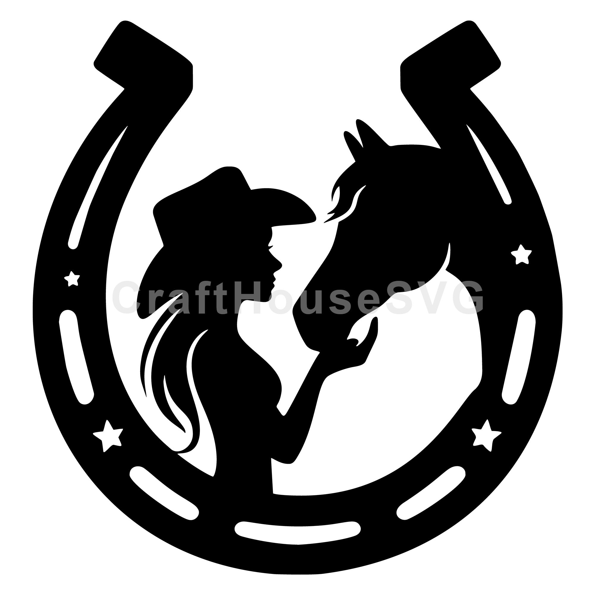 Cowgirl and Horse Silhouette SVG