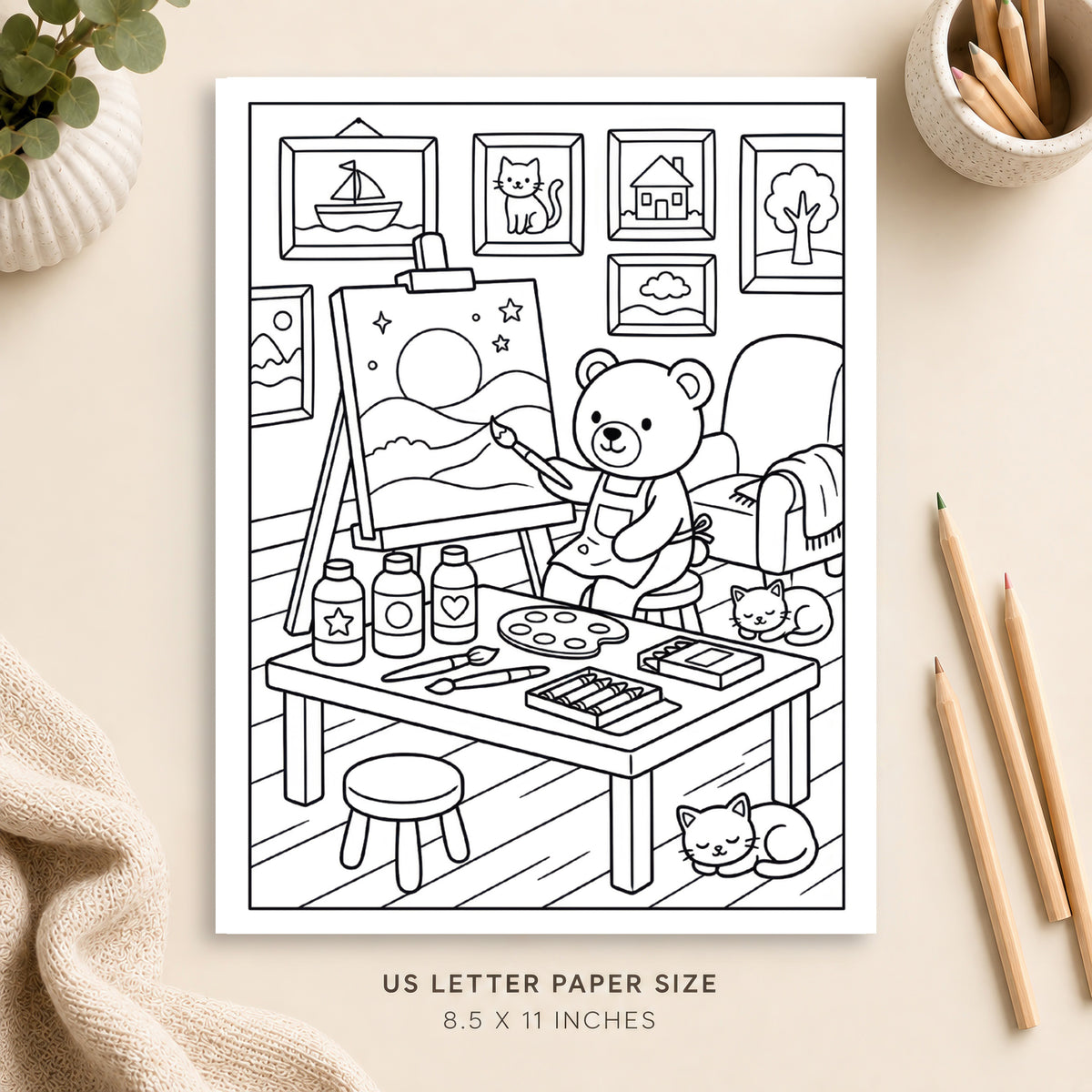 Cozy Art Studio Coloring Page 1