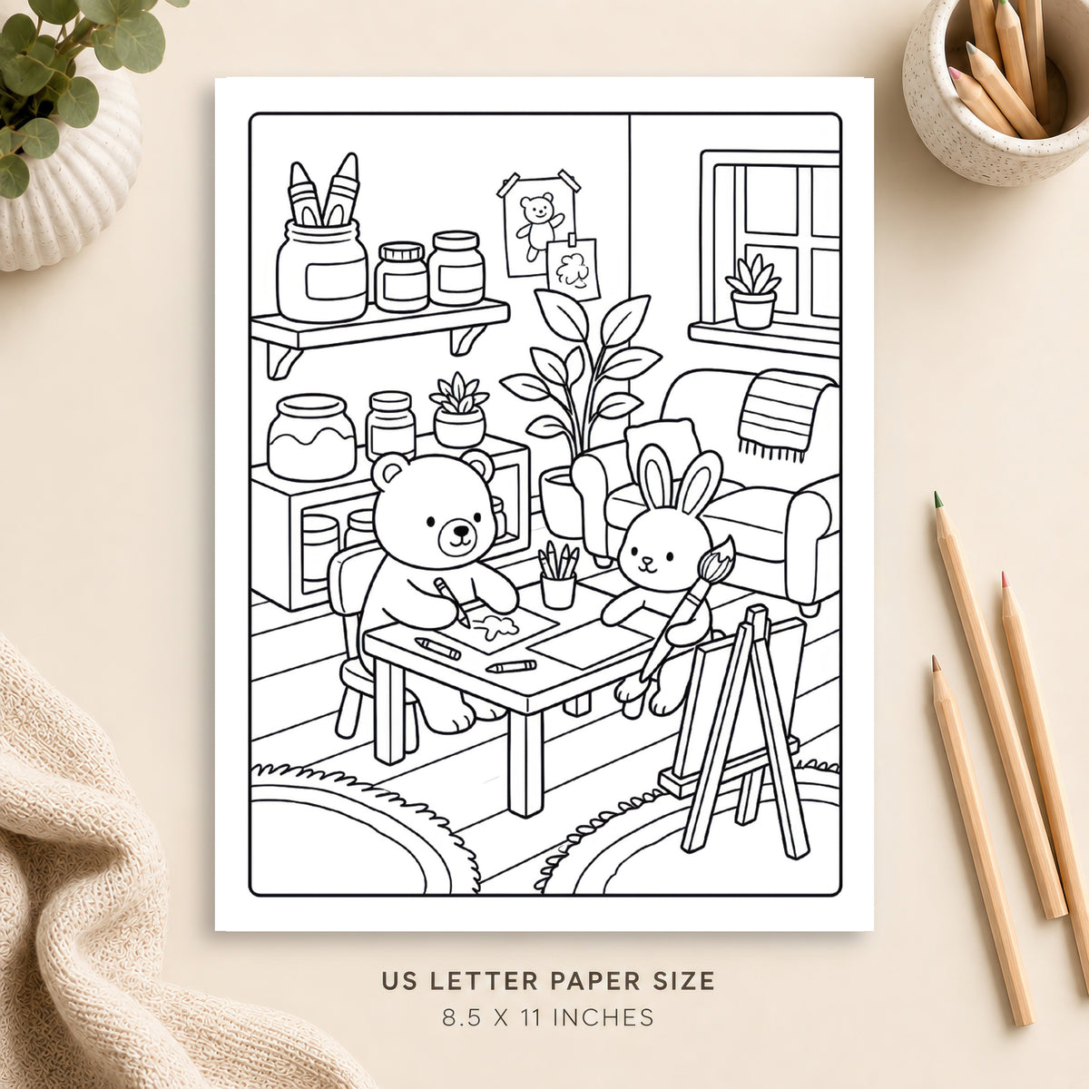 Cozy Art Studio Coloring Page 4