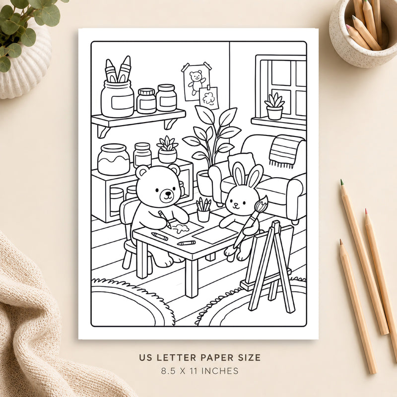 Cozy Art Studio Coloring Page 4