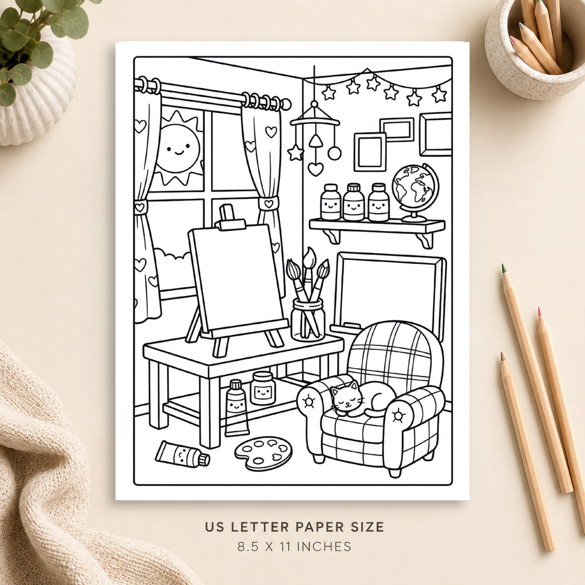 Cozy Art Studio Coloring Page 5