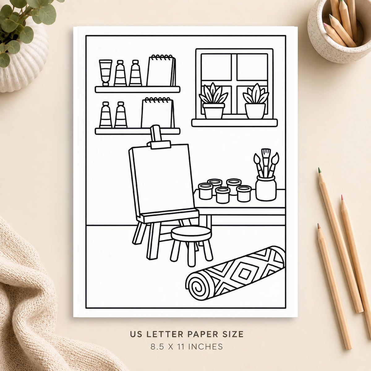 Cozy Art Studio Coloring Page 7