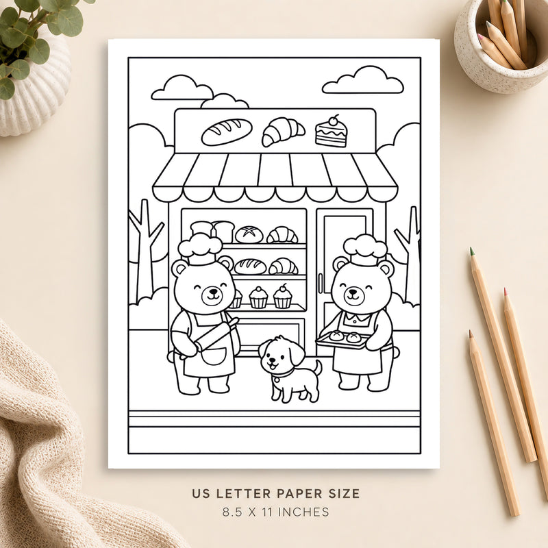 Cozy Bakery Coloring Page 2