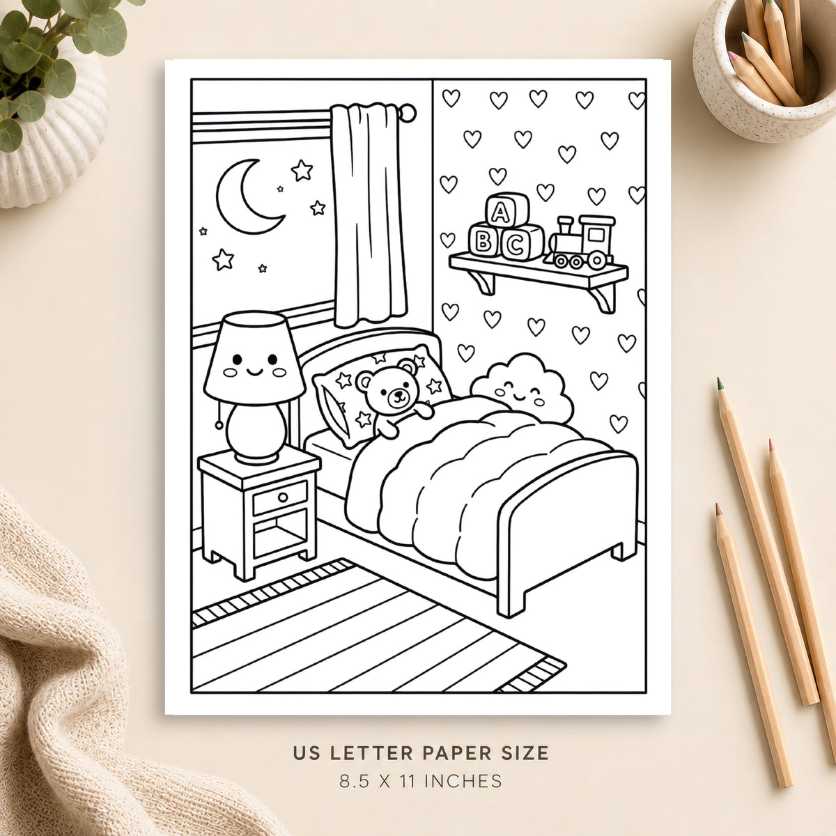 Cozy Bedroom Coloring Page 5
