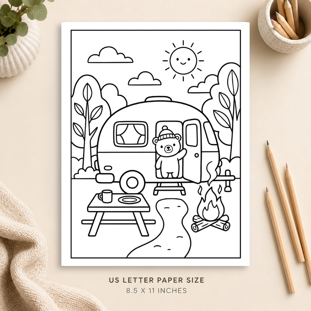 Cozy Camper Life Coloring Page 2