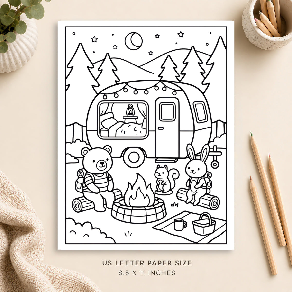 Cozy Camper Life Coloring Page 3