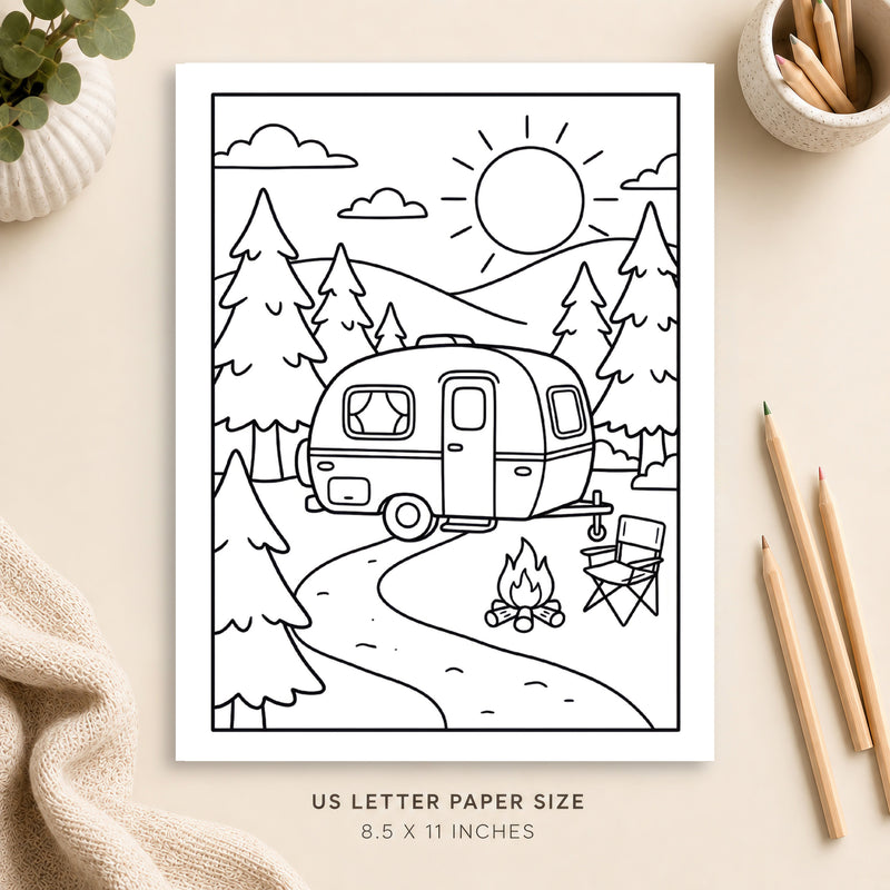 Cozy Camper Life Coloring Page 4