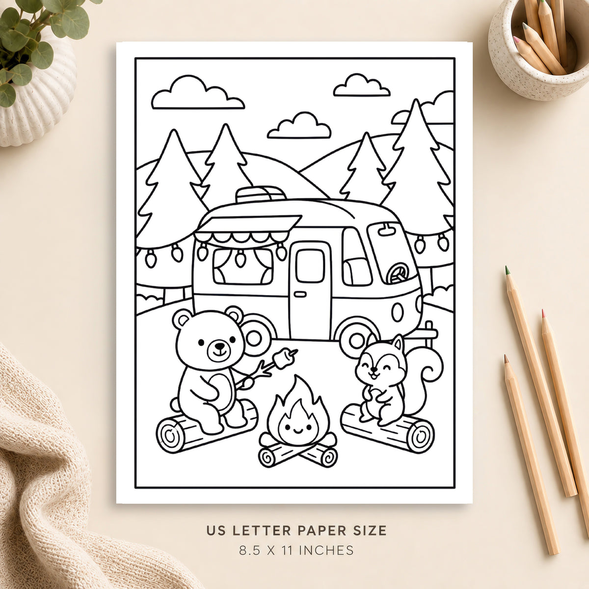 Cozy Camper Life Coloring Page 5