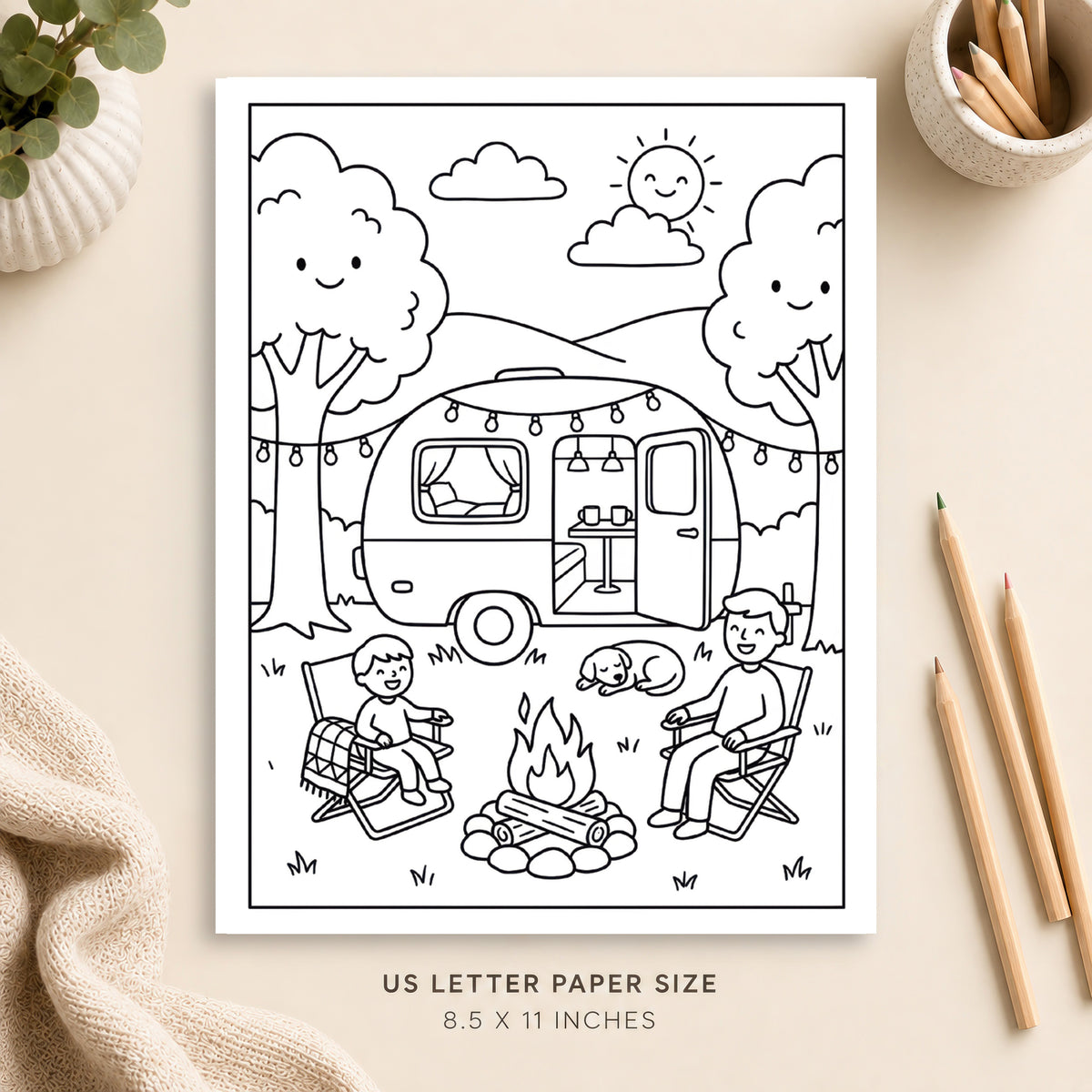 Cozy Camper Life Coloring Page 7