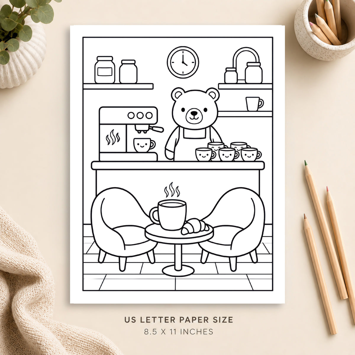 Cozy Coffee Shop Coloring Page 5
