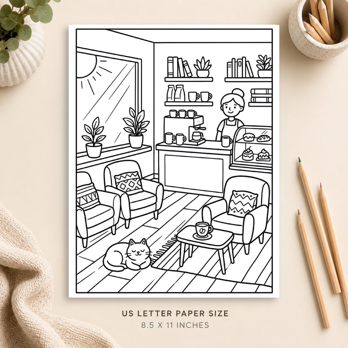 Cozy Coffee Shop Coloring Page 6