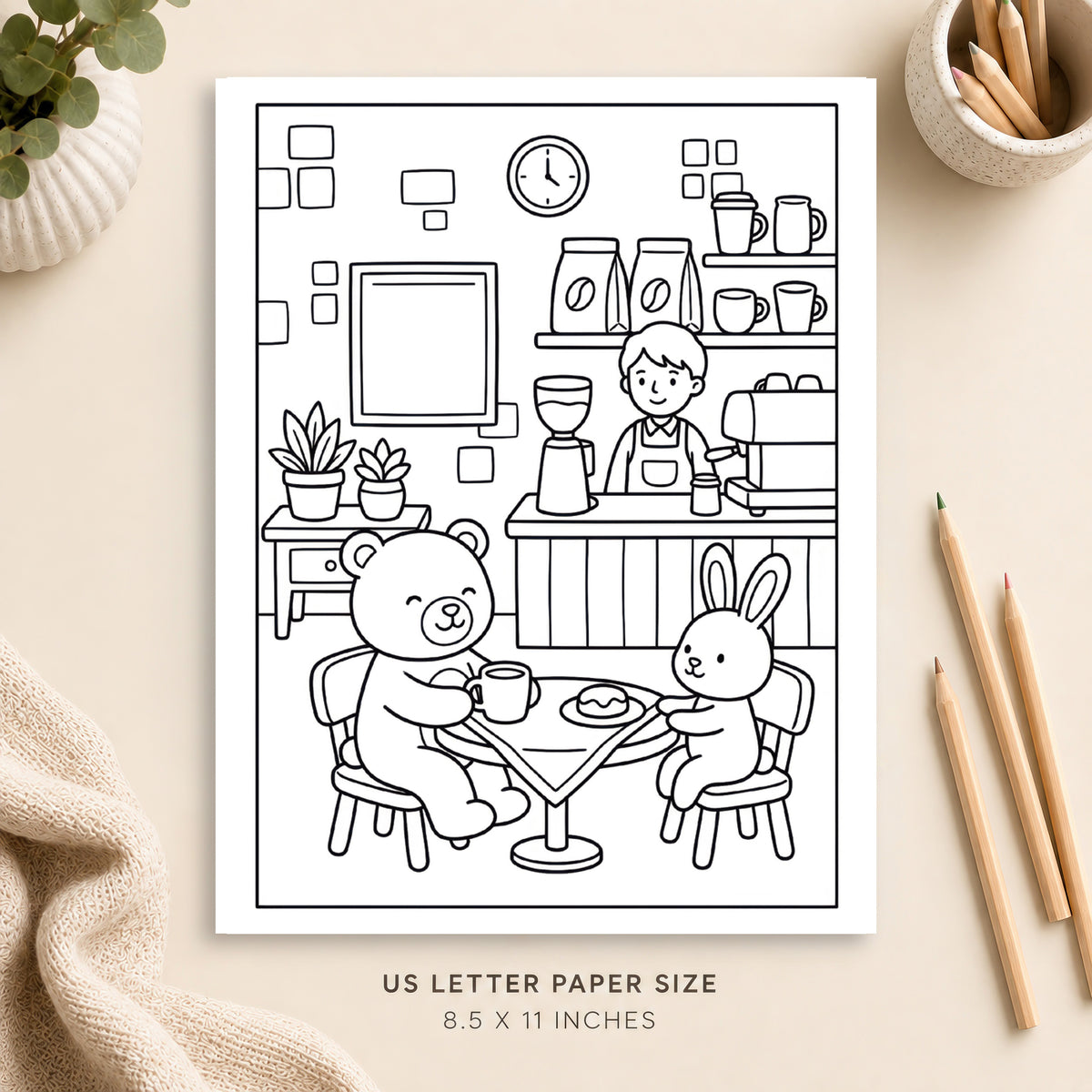 Cozy Coffee Shop Coloring Page 7