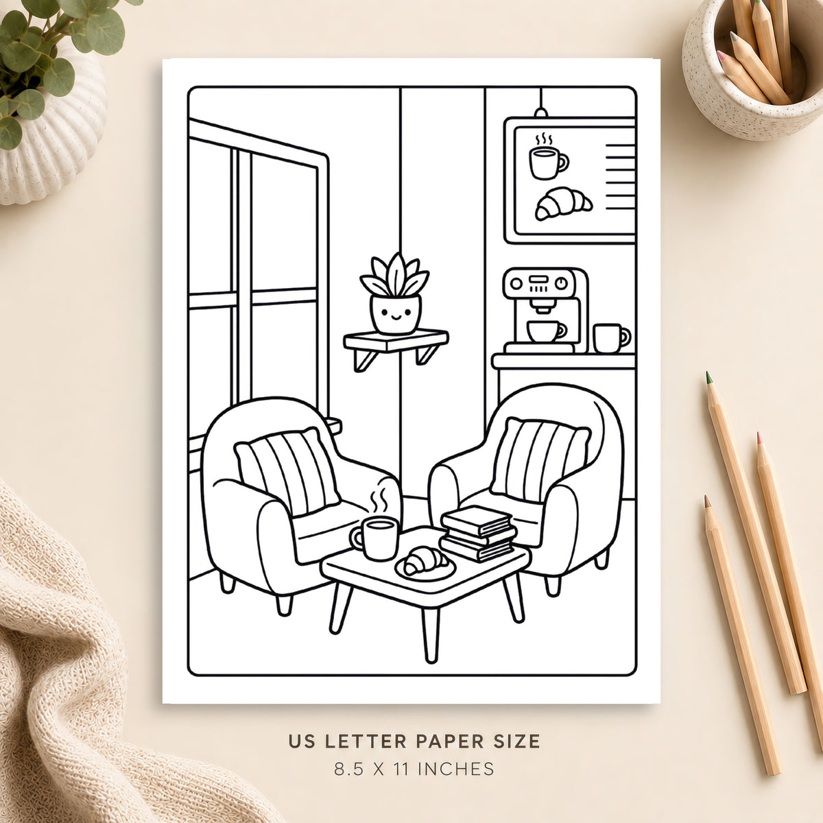 Cozy Coffee Shop Coloring Page 8