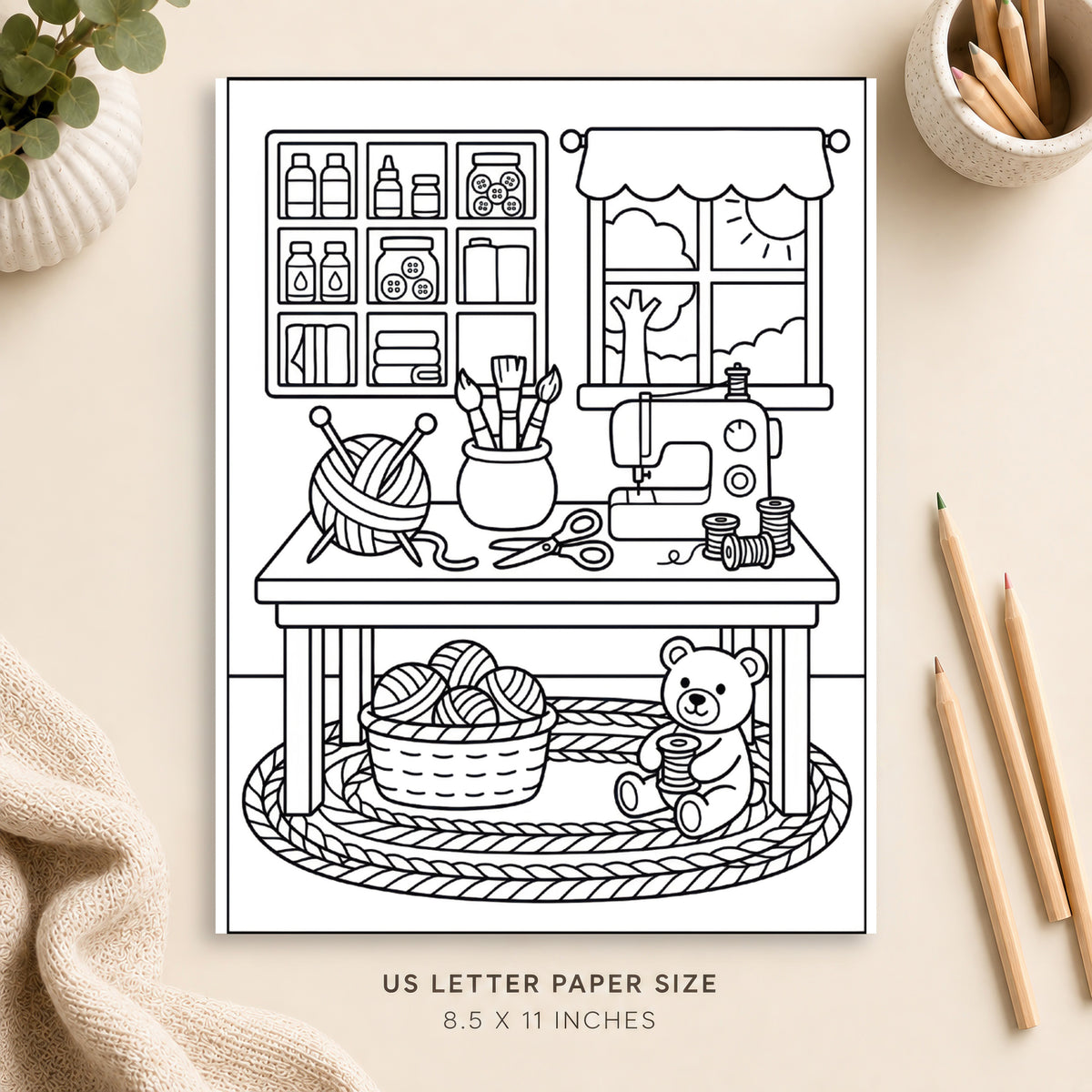 Cozy Craft Room Coloring Page 8