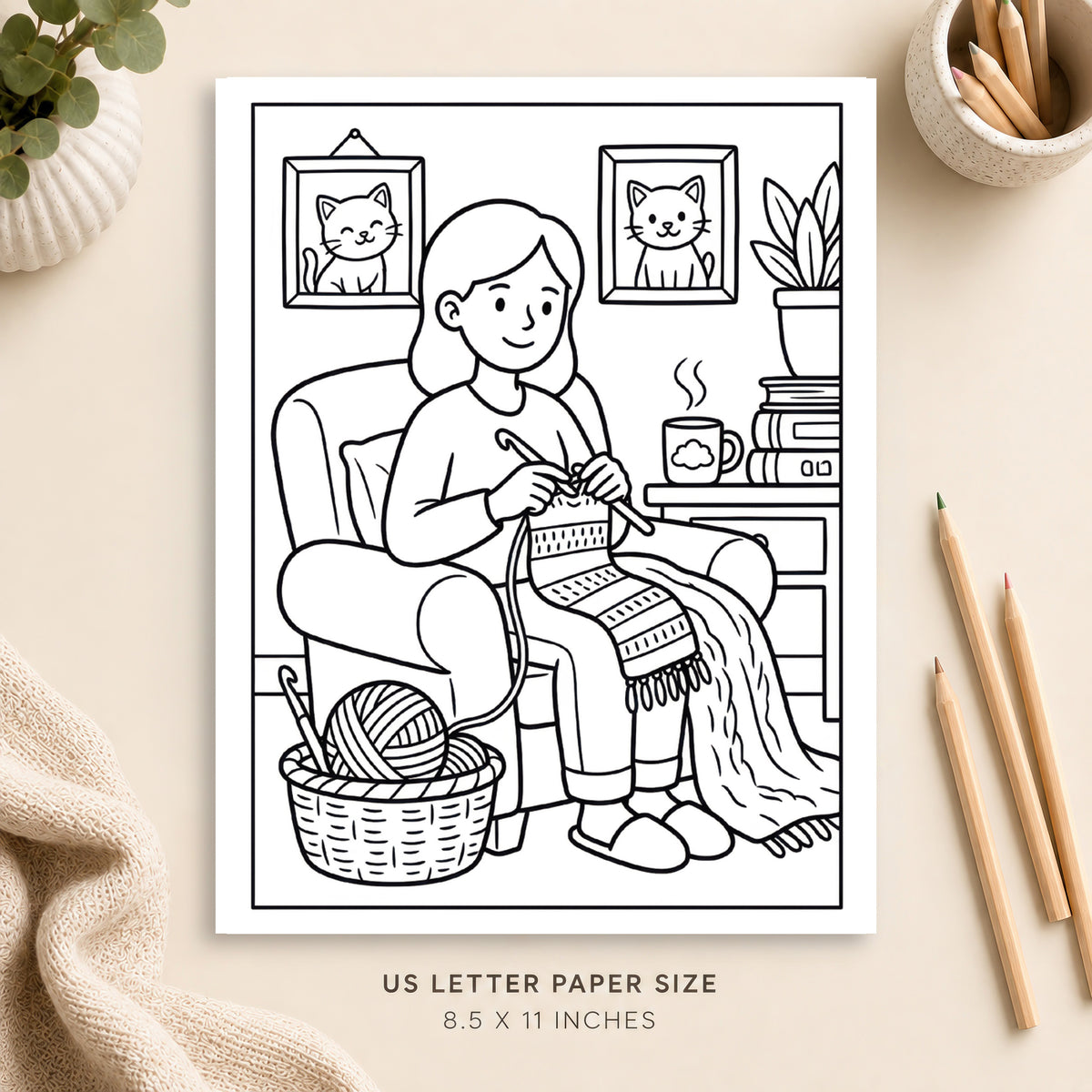 Cozy Crochet Coloring Page 5