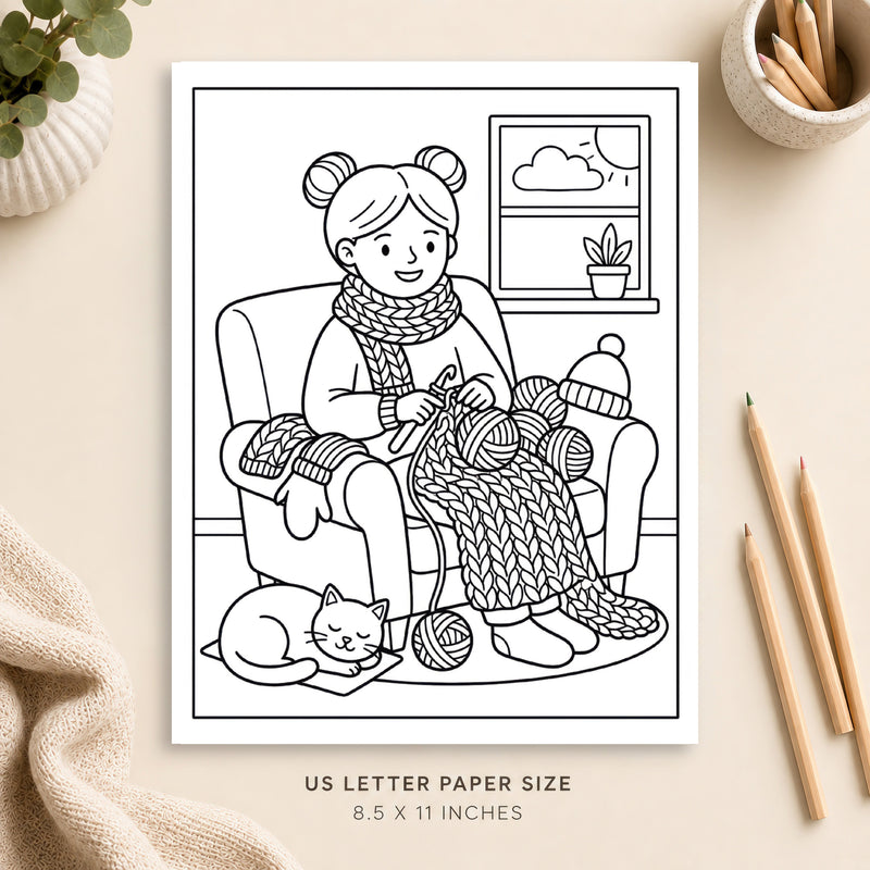 Cozy Crochet Coloring Page 6