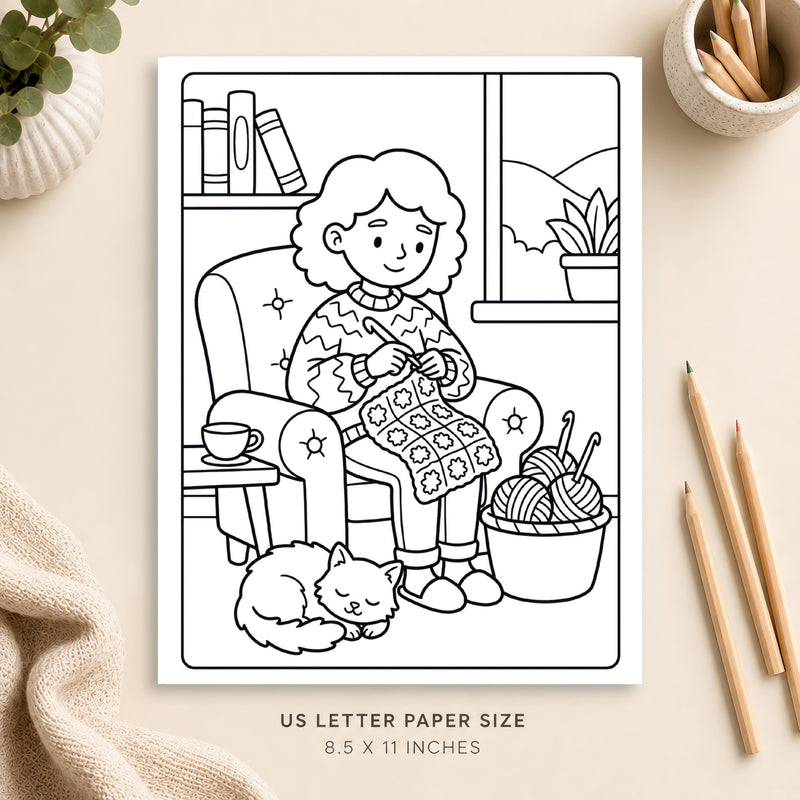 Cozy Crochet Coloring Page 7