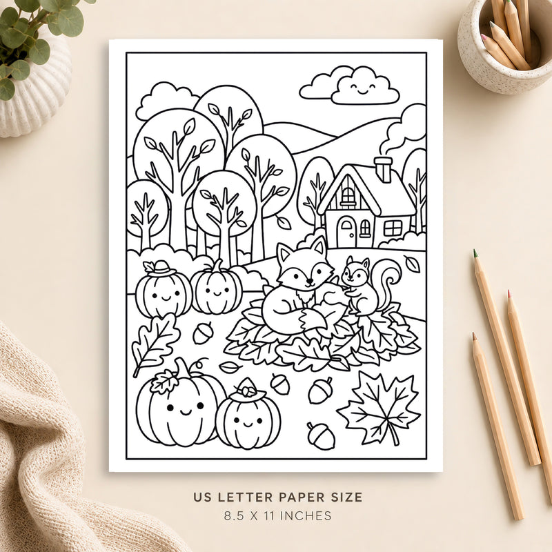 Cozy Fall Coloring Page 2