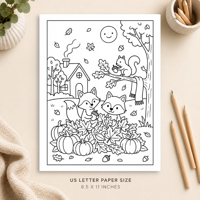 Cozy Fall Coloring Page 3