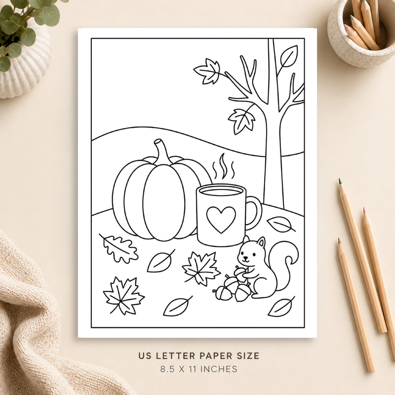 Cozy Fall Coloring Page 4