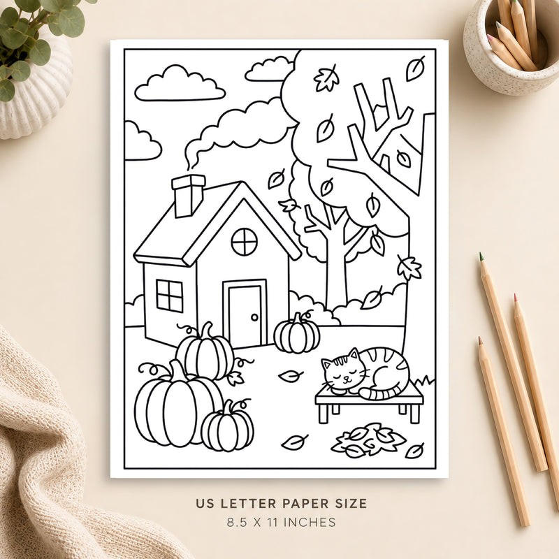 Cozy Fall Coloring Page 6