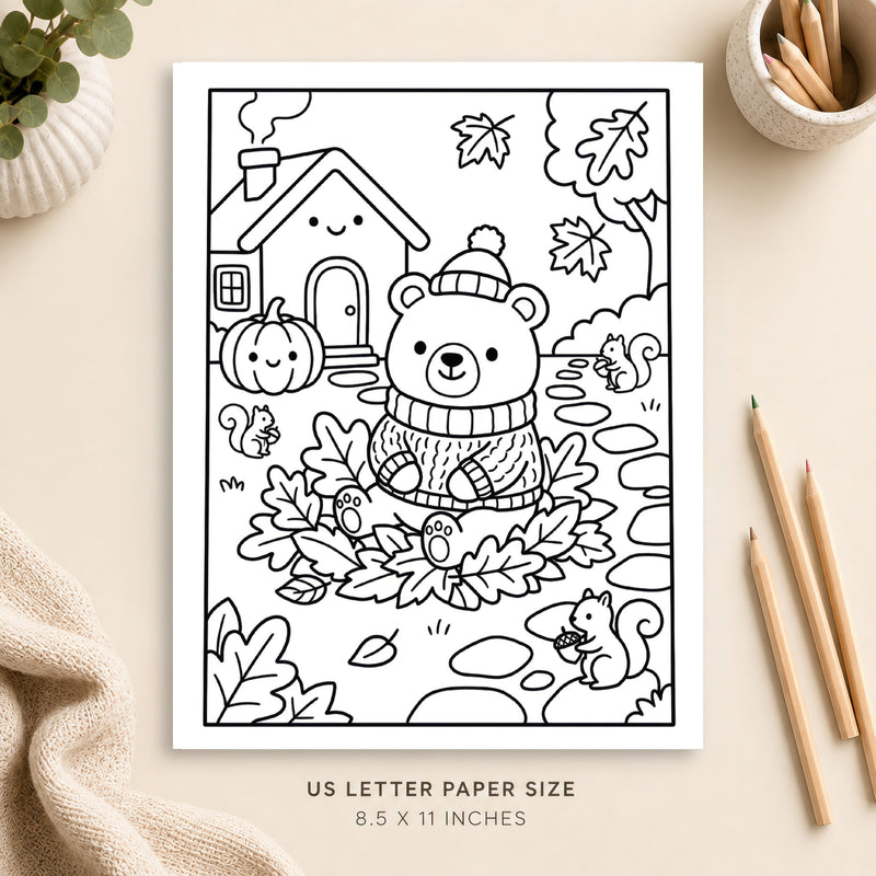 Cozy Fall Coloring Page 7