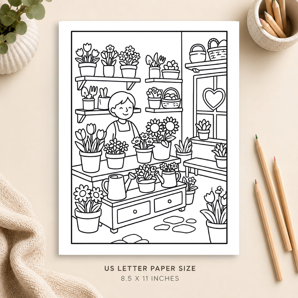 Cozy Flower Shop Coloring Page 2