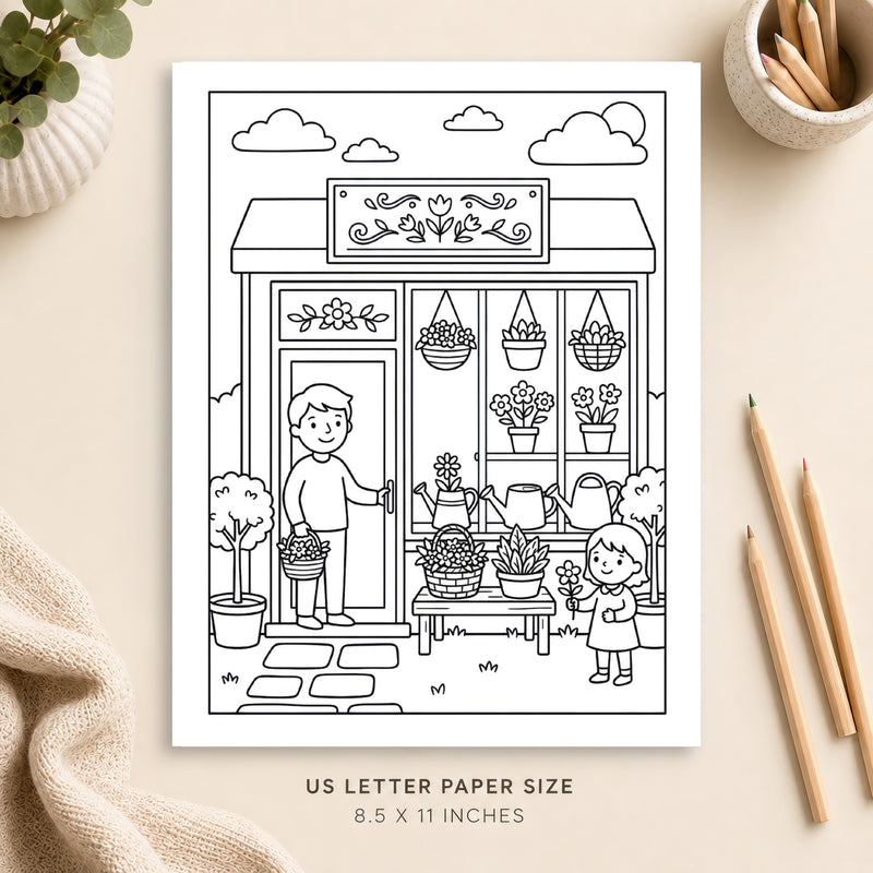 Cozy Flower Shop Coloring Page 4