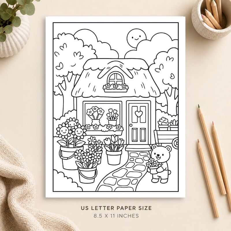 Cozy Flower Shop Coloring Page 5