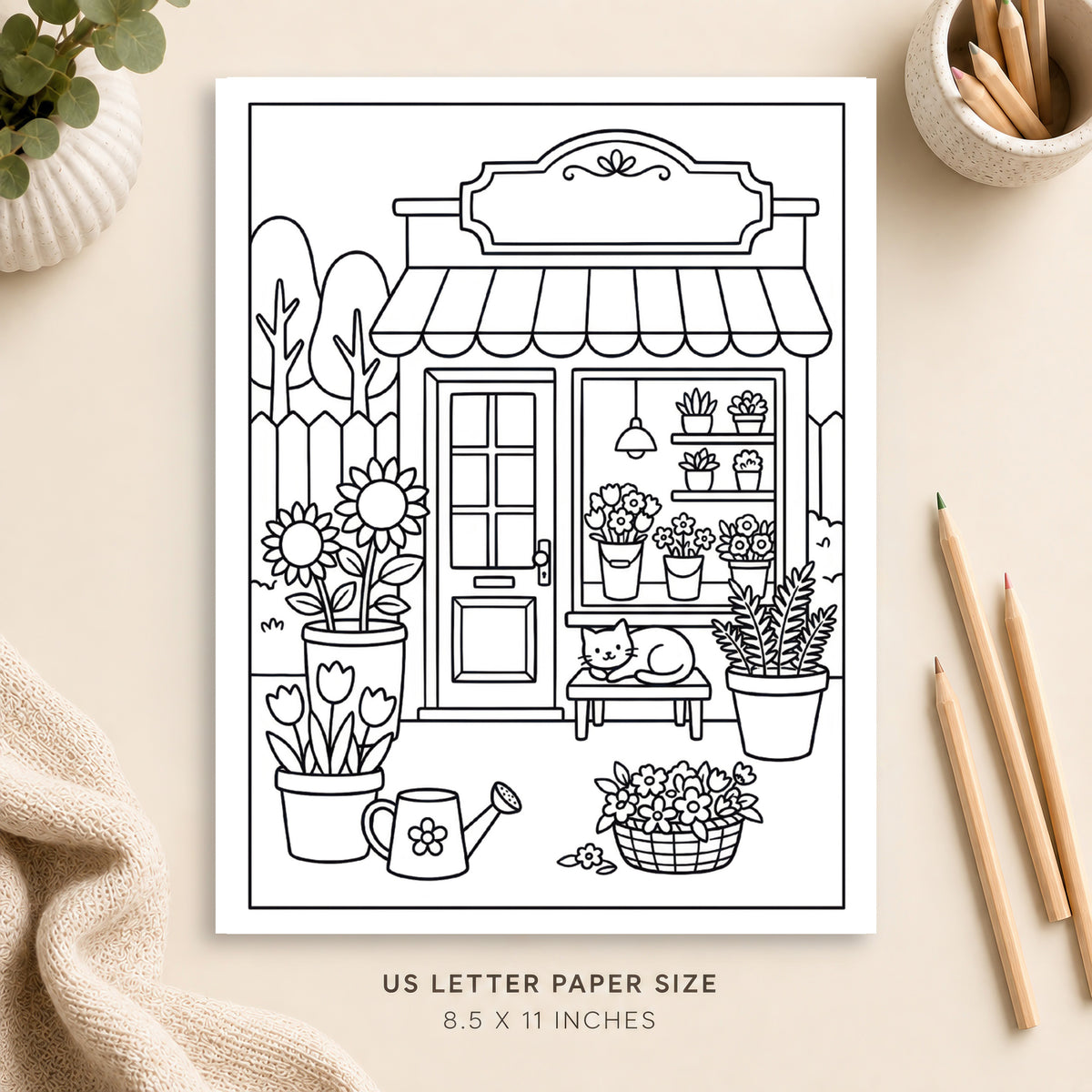 Cozy Flower Shop Coloring Page 6