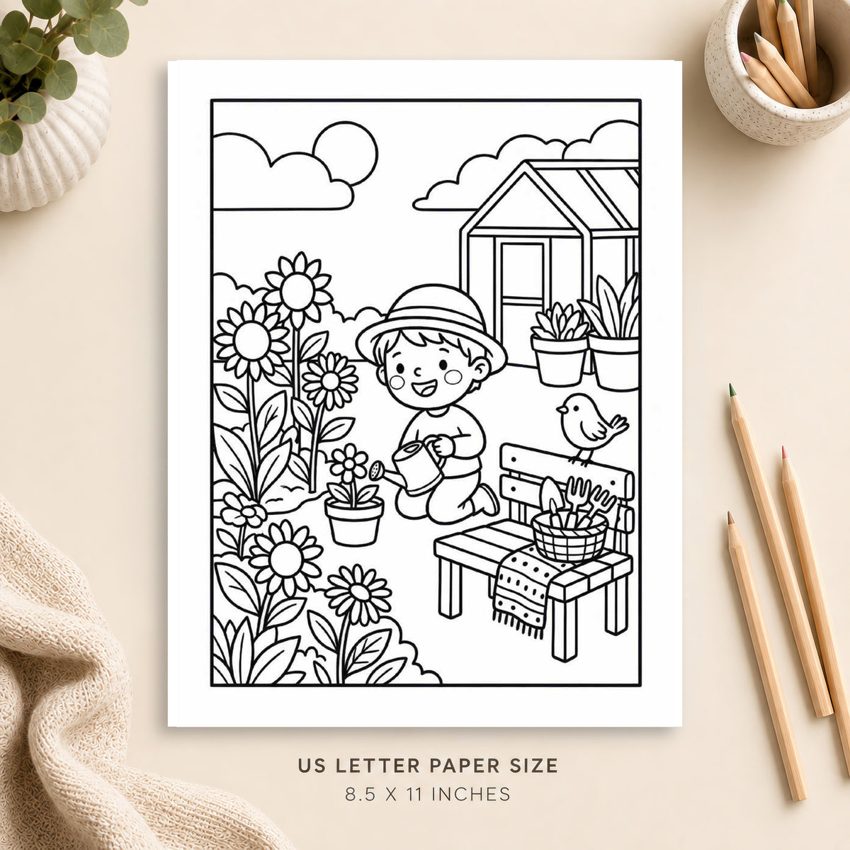 Cozy Gardening Coloring Page 4