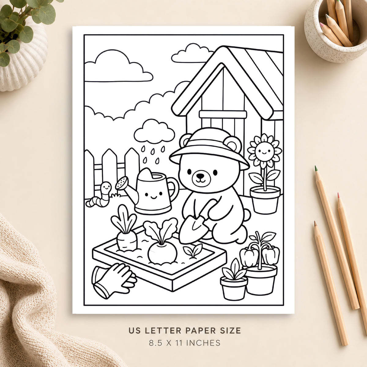 Cozy Gardening Coloring Page 7