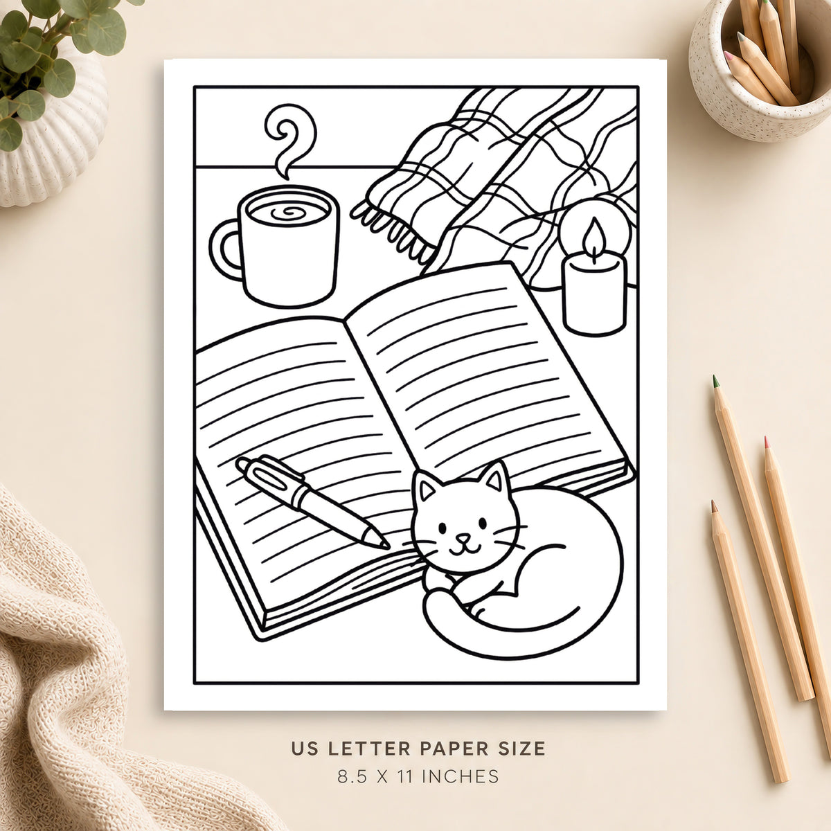 Cozy Journaling Coloring Page 3