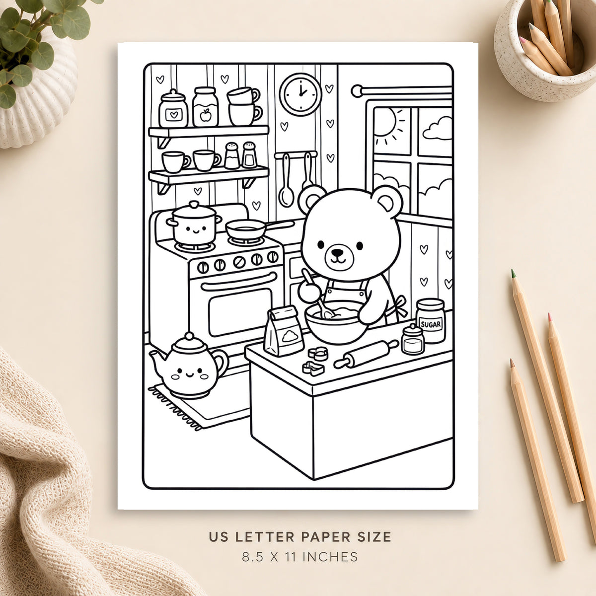 Cozy Kitchen Coloring Page 11