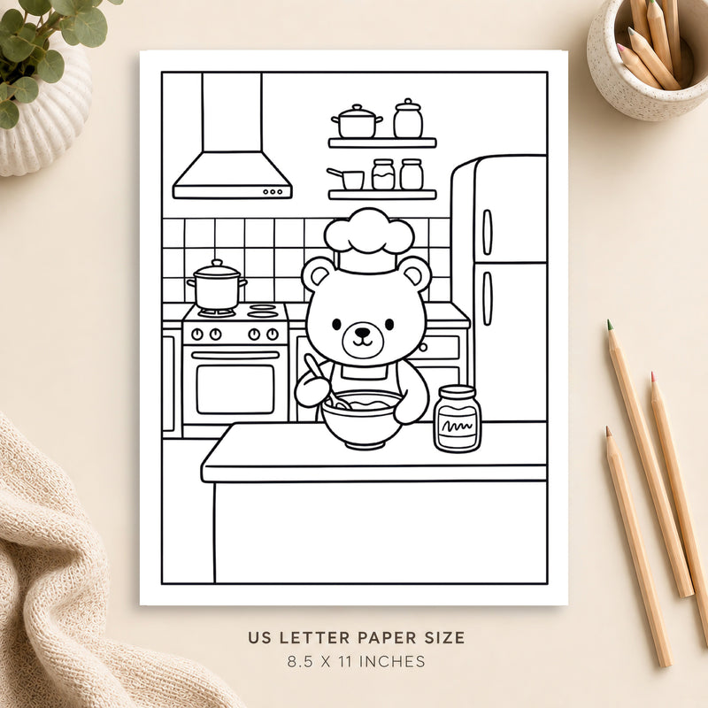 Cozy Kitchen Coloring Page 2