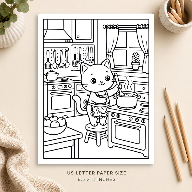 Cozy Kitchen Coloring Page 3