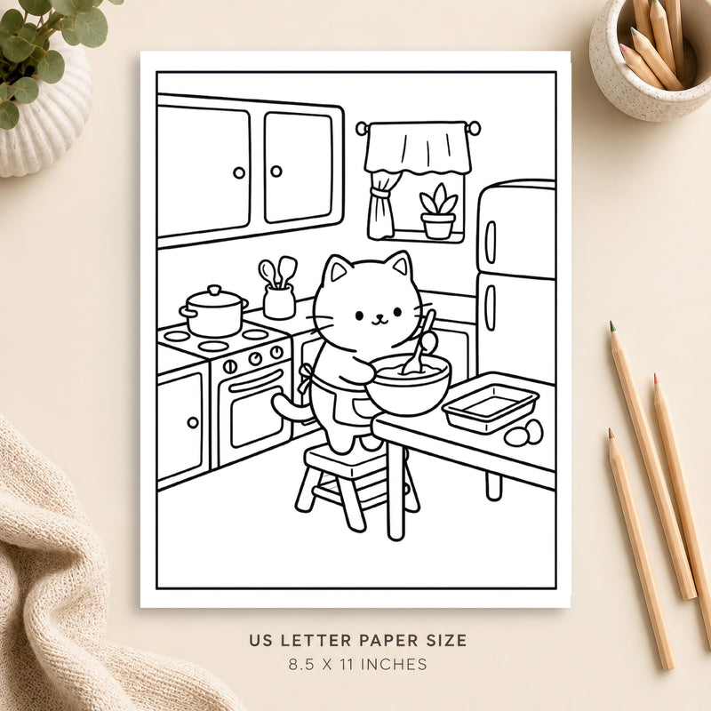 Cozy Kitchen Coloring Page 5