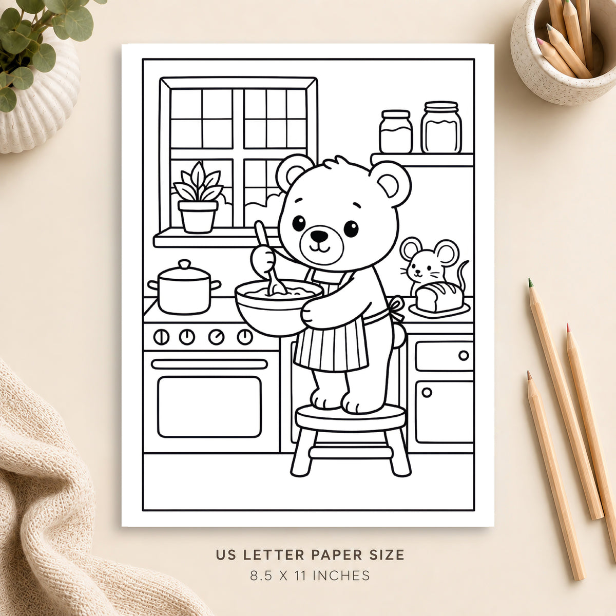 Cozy Kitchen Coloring Page 6