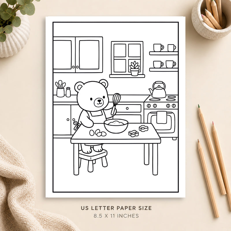 Cozy Kitchen Coloring Page 7