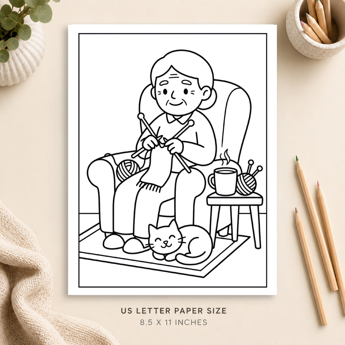 Cozy Knitting Coloring Page 3