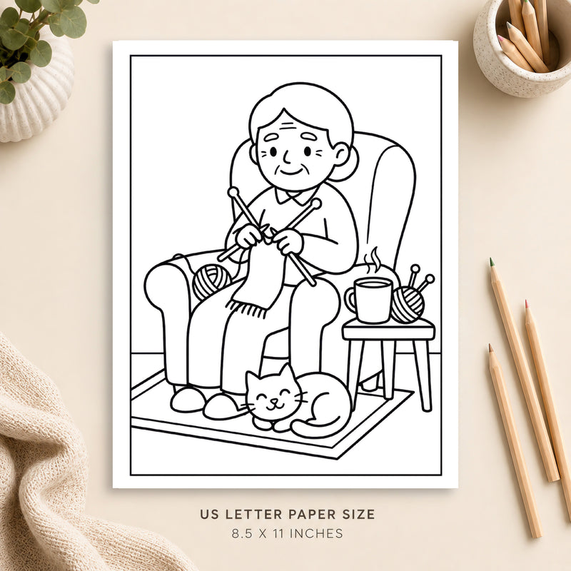 Cozy Knitting Coloring Page 3