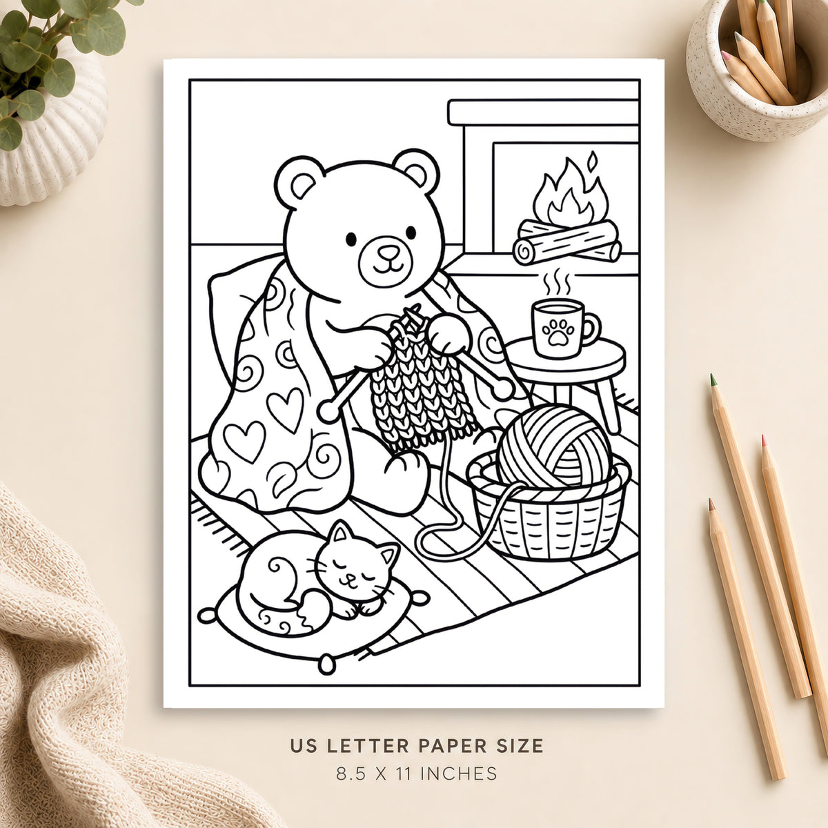 Cozy Knitting Coloring Page 4