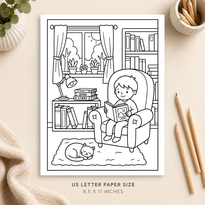 Cozy Library Coloring Page 4
