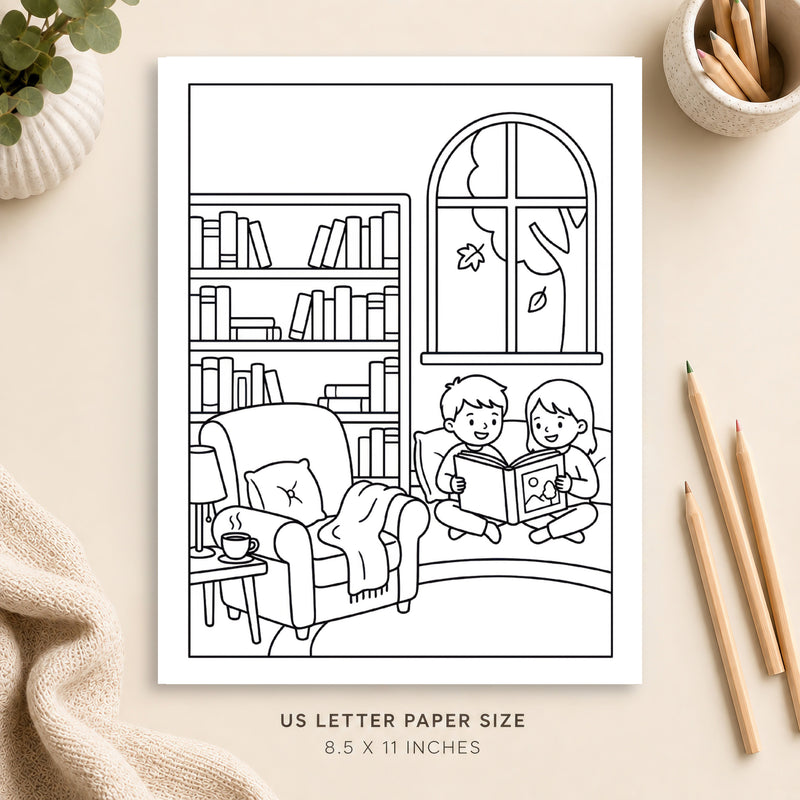 Cozy Library Coloring Page 5
