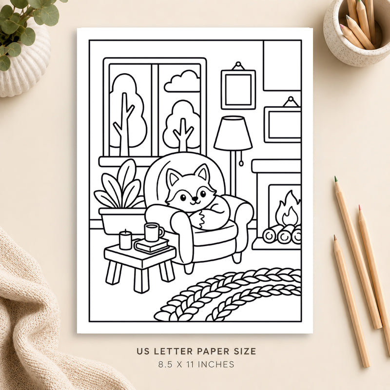 Cozy Living Room Coloring Page 2