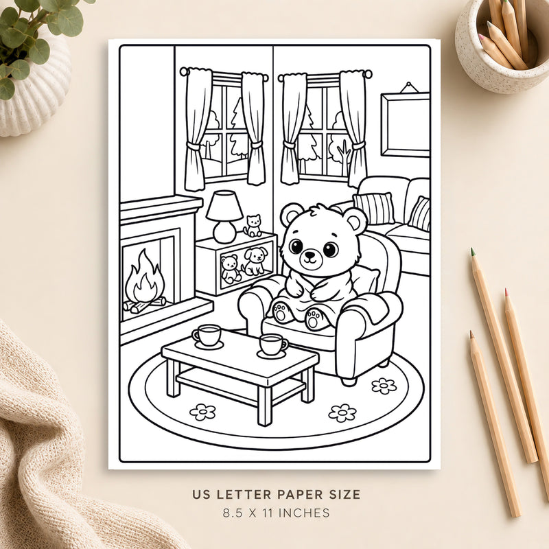 Cozy Living Room Coloring Page 8