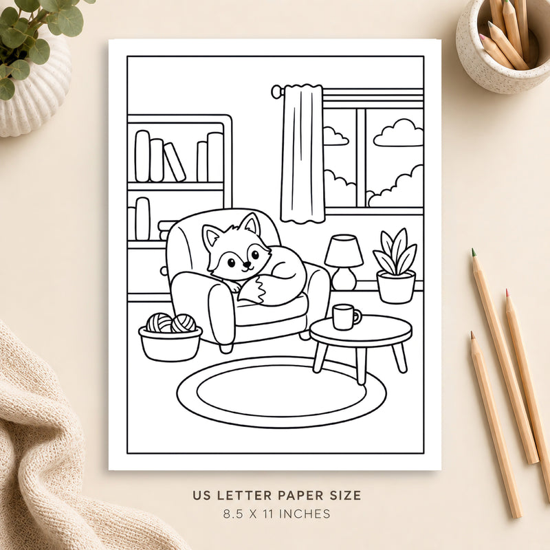Cozy Living Room Coloring Page 9